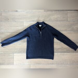 Sunspel Blue Zip Up Merino Cashmere Sweater